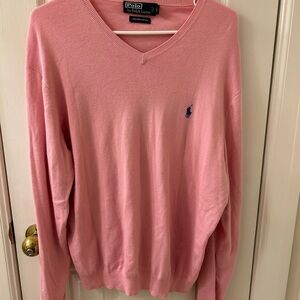 Ralph Lauren Men's Soft Pink V-Neck Sweater